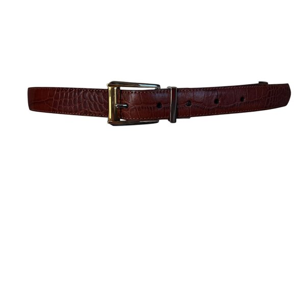 Lauren Ralph Lauren women\'s brown leather alligator embossed belt main image 2